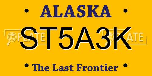 ST5A3K Alaska License Plate