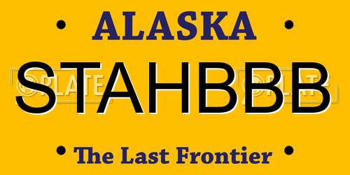 STAHBBB Alaska License Plate