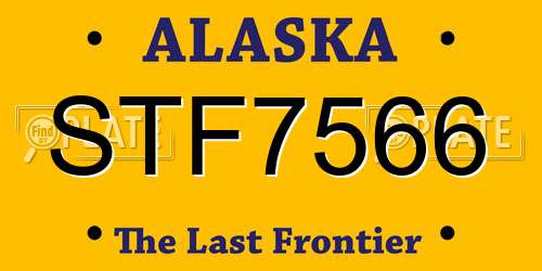 STF7566 Alaska License Plate