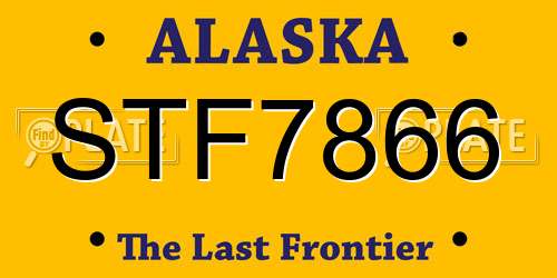 STF7866 Alaska License Plate