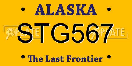 STG567 Alaska License Plate
