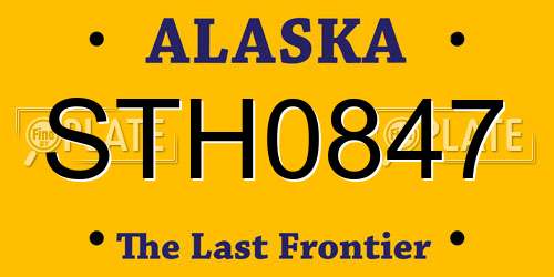 STH0847 Alaska License Plate