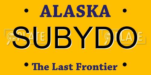 SUBYDO Alaska License Plate