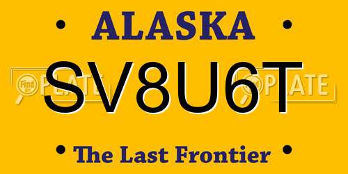 SV8U6T Alaska License Plate