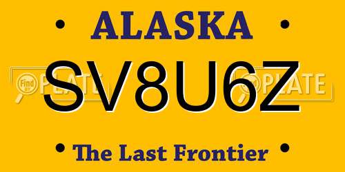 SV8U6Z Alaska License Plate