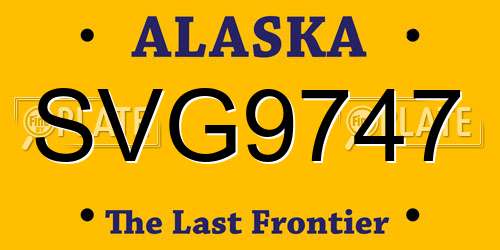 SVG9747 Alaska License Plate