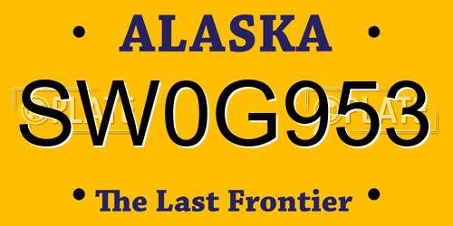 SW0G953 Alaska License Plate