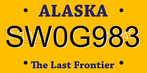 SW0G983 Alaska License Plate