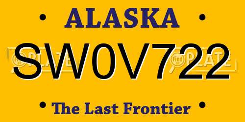 SW0V722 Alaska License Plate