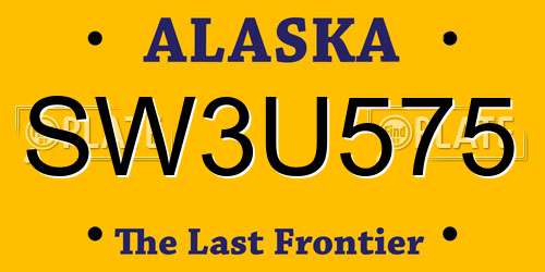 SW3U575 Alaska License Plate