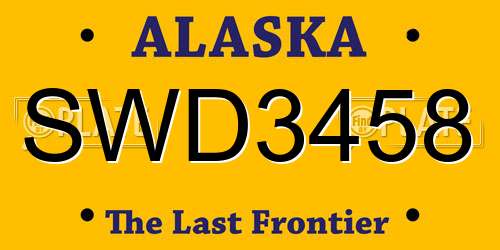 SWD3458 Alaska License Plate