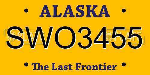 SWO3455 Alaska License Plate