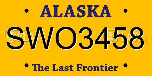 SWO3458 Alaska License Plate