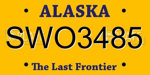 SWO3485 Alaska License Plate