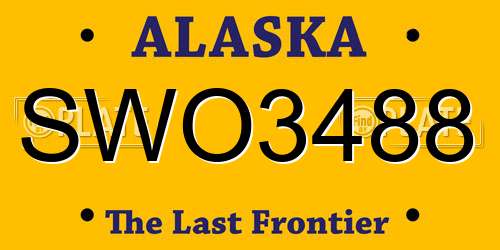 SWO3488 Alaska License Plate