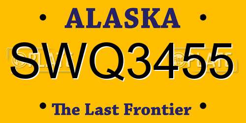 SWQ3455 Alaska License Plate