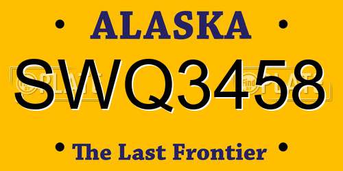 SWQ3458 Alaska License Plate