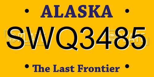 SWQ3485 Alaska License Plate