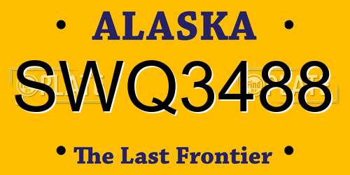 SWQ3488 Alaska License Plate