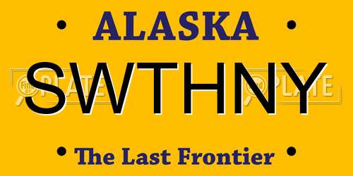 SWTHNY Alaska License Plate