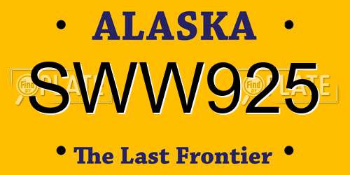 SWW925 Alaska License Plate