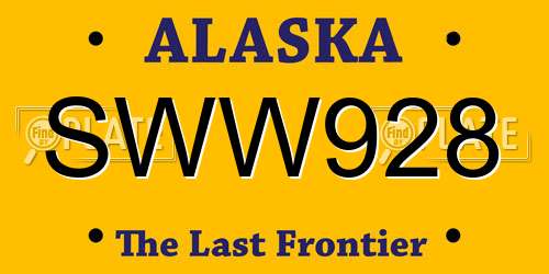 SWW928 Alaska License Plate