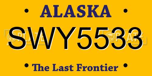 SWY5533 Alaska License Plate