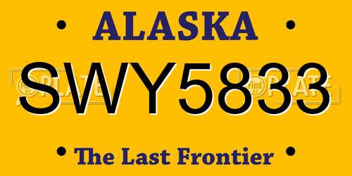 SWY5833 Alaska License Plate