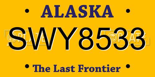 SWY8533 Alaska License Plate