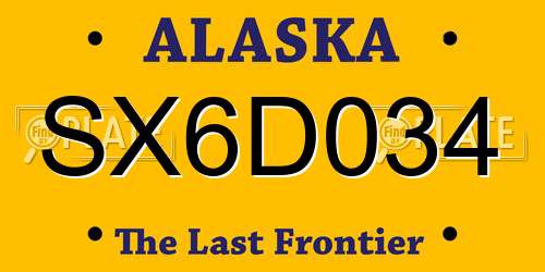 SX6D034 Alaska License Plate