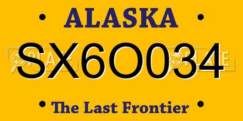 SX6O034 Alaska License Plate