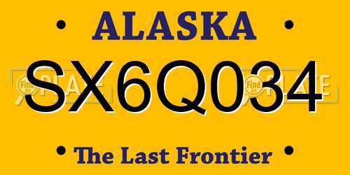 SX6Q034 Alaska License Plate
