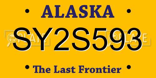 SY2S593 Alaska License Plate