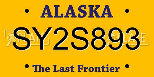 SY2S893 Alaska License Plate