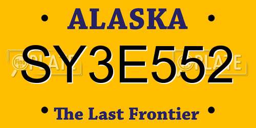 SY3E552 Alaska License Plate