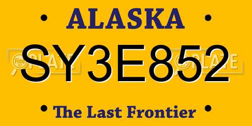 SY3E852 Alaska License Plate