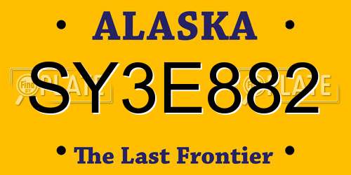 SY3E882 Alaska License Plate