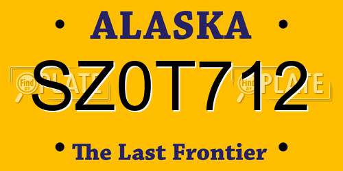 SZ0T712 Alaska License Plate