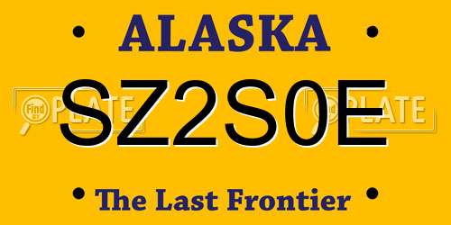 SZ2S0E Alaska License Plate