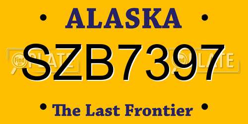 SZB7397 Alaska License Plate