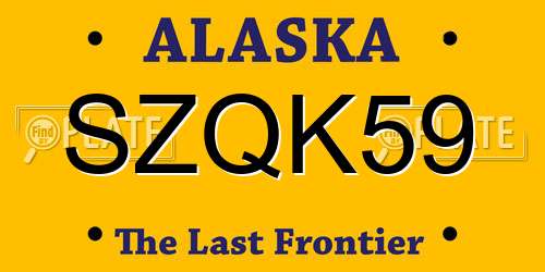 SZQK59 Alaska License Plate