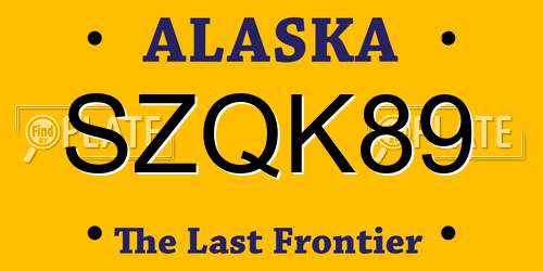 SZQK89 Alaska License Plate
