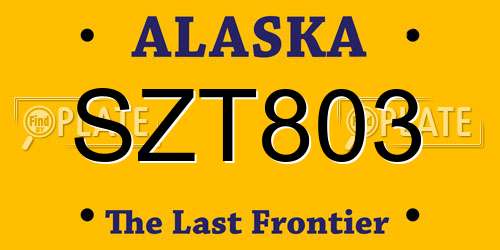 SZT803 Alaska License Plate