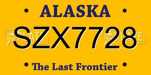 SZX7728 Alaska License Plate