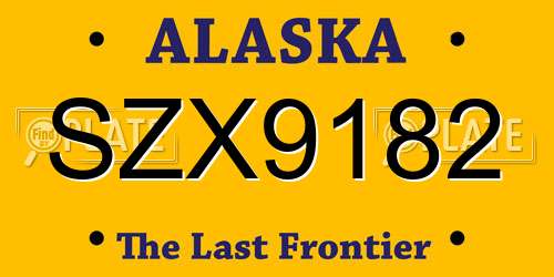 SZX9182 Alaska License Plate