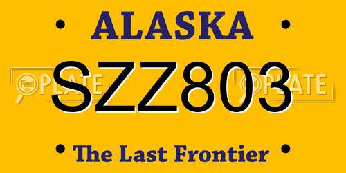 SZZ803 Alaska License Plate