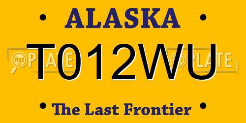 T012WU Alaska License Plate