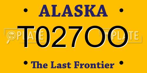 T027OO Alaska License Plate