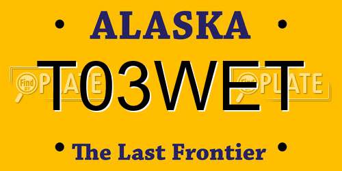 T03WET Alaska License Plate