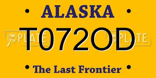 T072OD Alaska License Plate